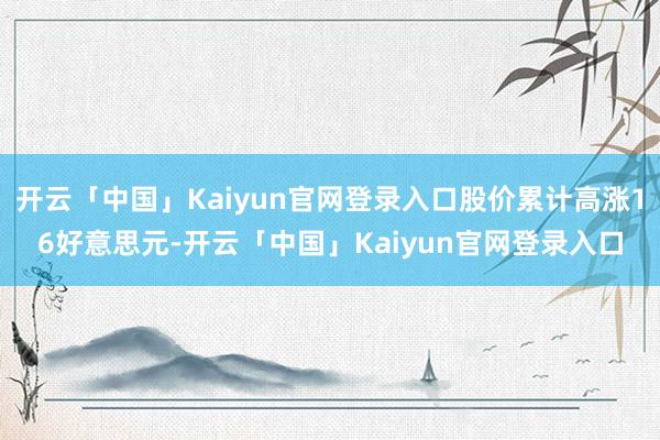 开云「中国」Kaiyun官网登录入口股价累计高涨16好意思元-开云「中国」Kaiyun官网登录入口