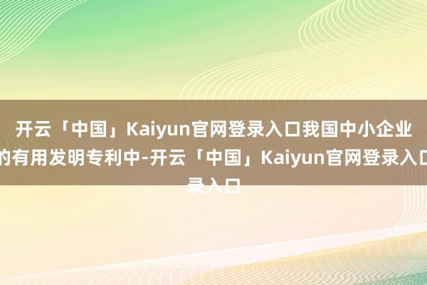 开云「中国」Kaiyun官网登录入口我国中小企业的有用发明专利中-开云「中国」Kaiyun官网登录入口