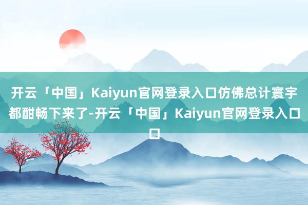 开云「中国」Kaiyun官网登录入口仿佛总计寰宇都酣畅下来了-开云「中国」Kaiyun官网登录入口