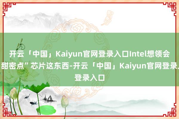 开云「中国」Kaiyun官网登录入口Intel想领会的“甜密点”芯片这东西-开云「中国」Kaiyun官网登录入口