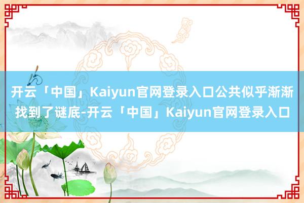 开云「中国」Kaiyun官网登录入口公共似乎渐渐找到了谜底-开云「中国」Kaiyun官网登录入口